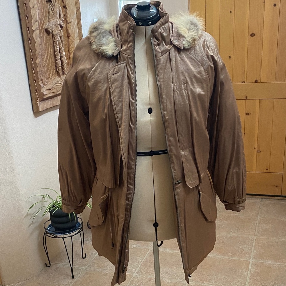 Gallery Brown Parka with Fur Trim